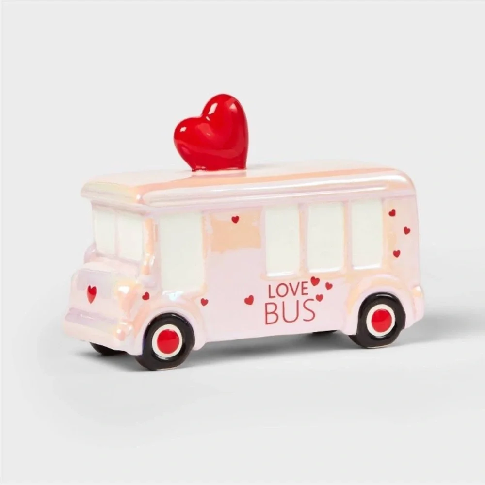 Target Spritz Valentine’s Day Pink & Red Hearts Love Bus Ceramic Decoration NEW